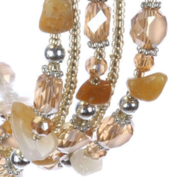 Natural Stone & Glass Bead Coil Bracelet - Picture 2 of 2